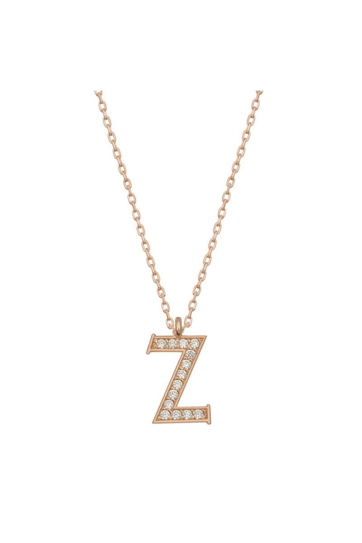 Zayla 925 Ayar Gümüş Rose Z Harfi Kadın Gümüş Kolye (T6750) (336336)
