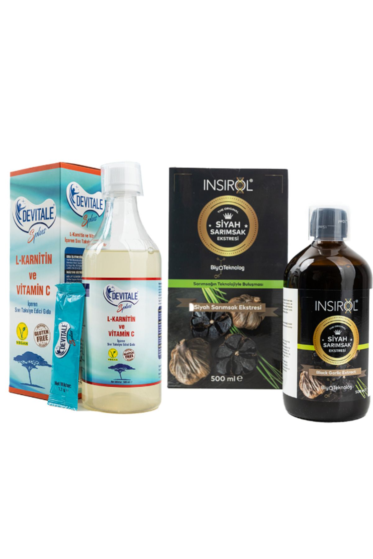 DEVİTALE Devitale Splus 500 ml (L-Karnitin & C Vitamini) + INSIROL Siyah Sarımsak Ekstresi 500 ml