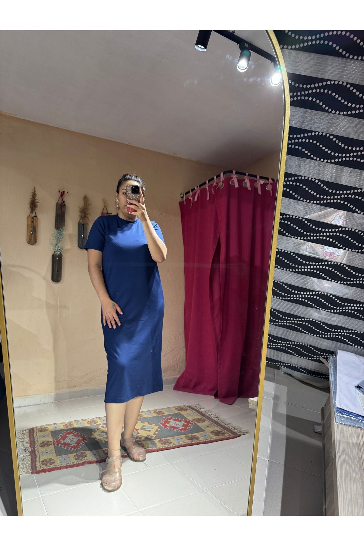 özgürmoda Vizon Kısa Kol Modal Kumaş Elbise