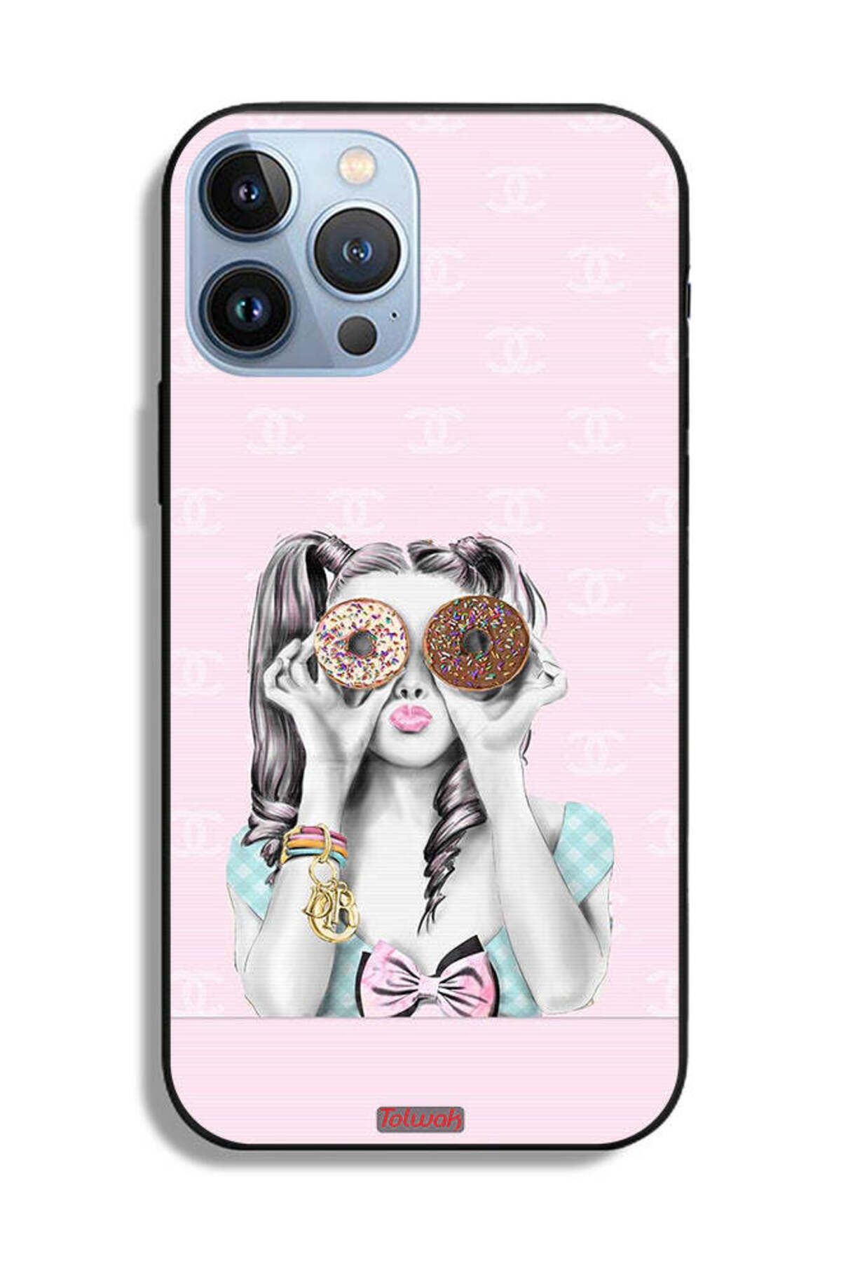 Tolwak-Apple iPhone 13 Pro Max Protective Case Holding Two Donuts 2