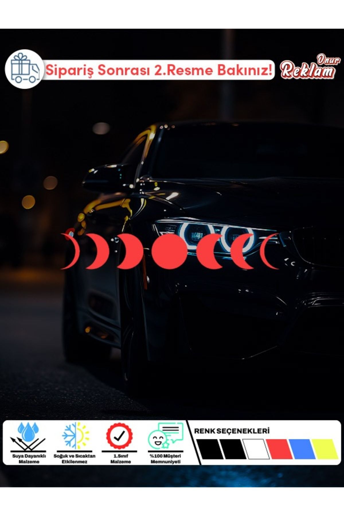 Onur Reklam Moon Phases Sticker – Ay Evreleri Araç & Yüzey Etiketi (Suya Dayanıklı)