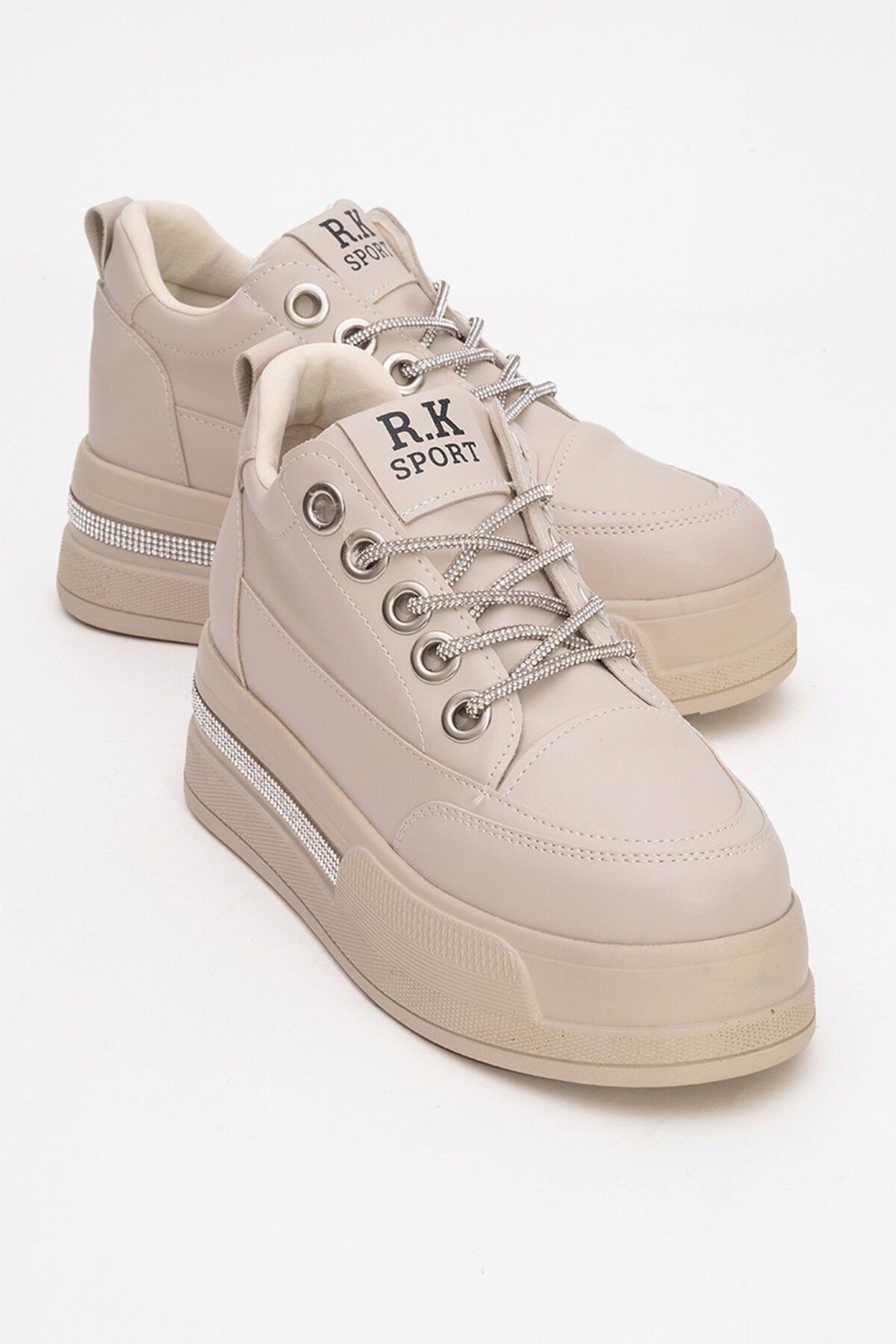 Lizy Shoes Taş Detaylı Kalın Tabanlı Sneaker