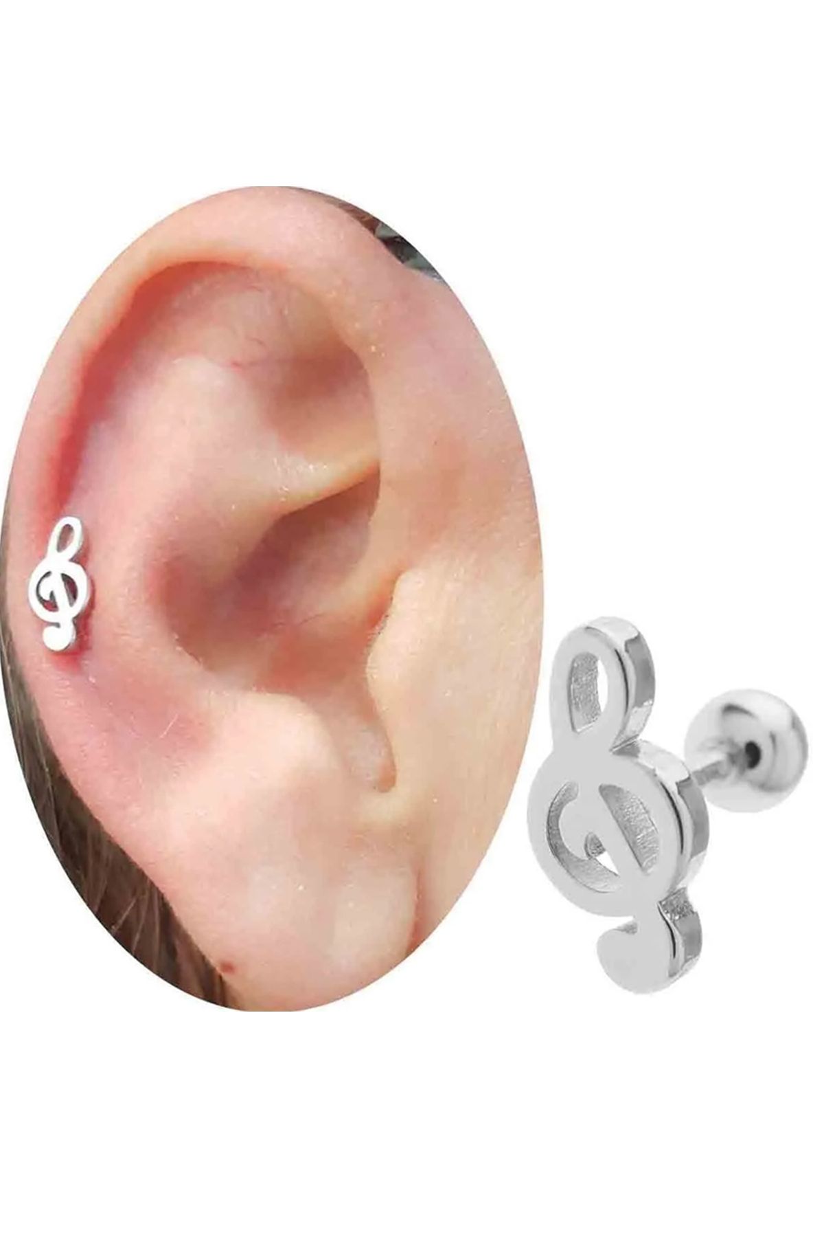 Cadının Dükkanı Çelik Sol Anahtarı Tragus Helix Kıkırdak Piercing