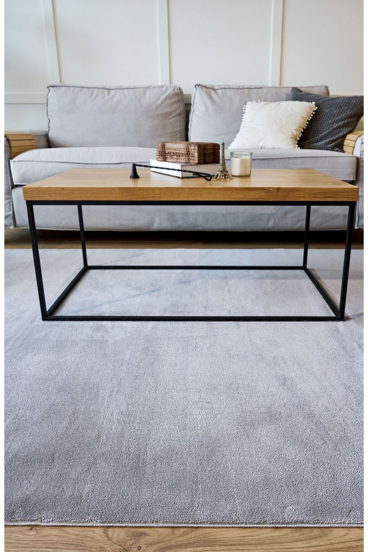 akbel halı & yatak exclusive home design Yoga 5012 Gri - Kaymaz Yıkanabilir Halı | Yumuşak Dokulu Düz Renk Halı