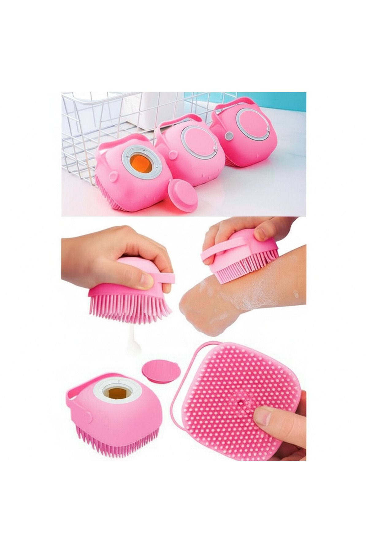 Dr.Dermalok Duş Jeli Hazneli Banyo Masaj Kesesi Pembe