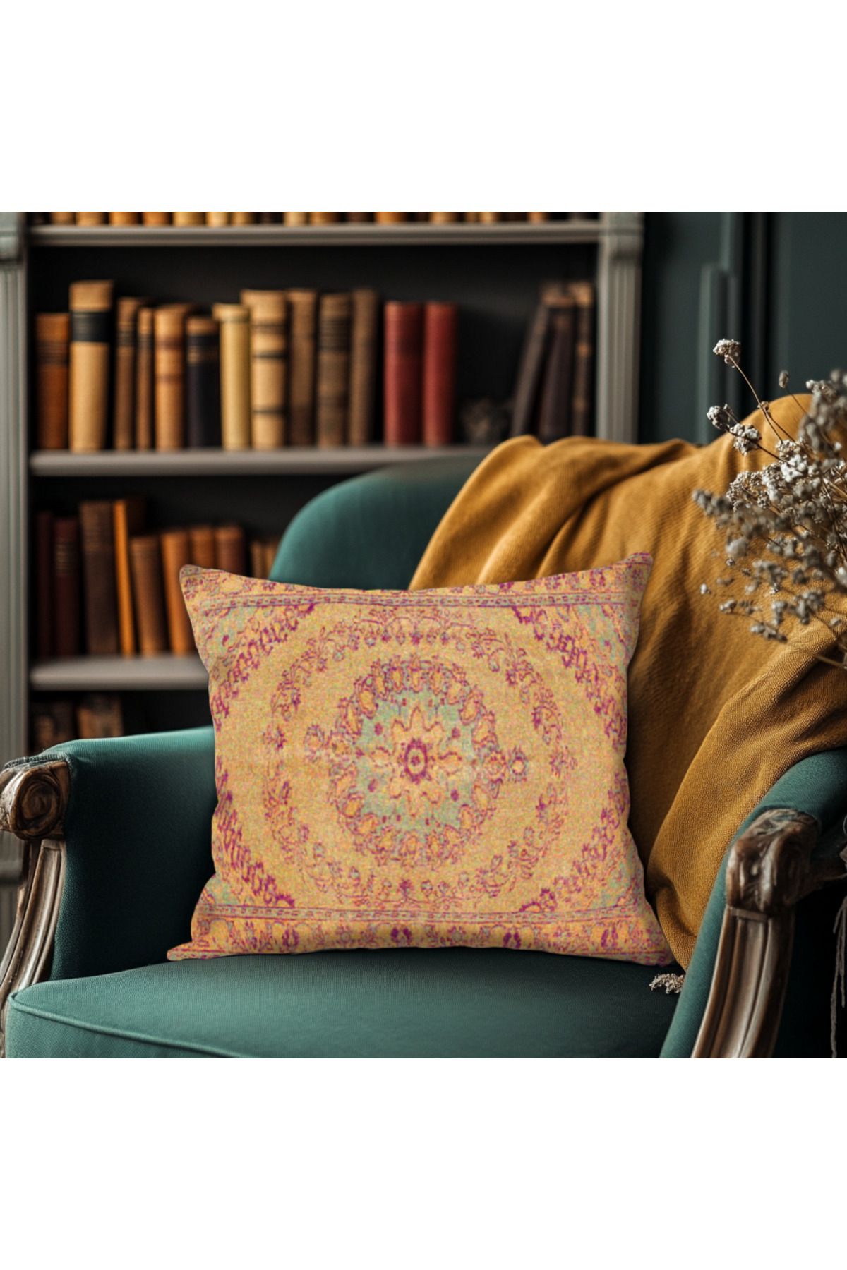 TURKISHRUG KINGDOM Motif Desenli Kilim Baskı Kırlent Kılıfı