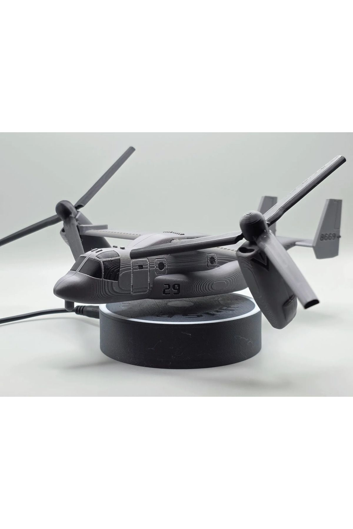Phigo V-22 Osprey Hover Kit Uçak 20×20 cm – 3D Baskı Model Dekor (İsim Yazılabilir)