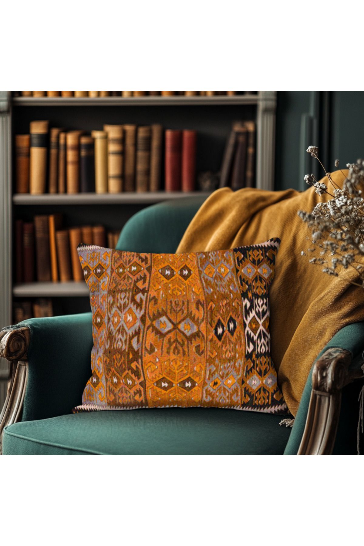 TURKISHRUG KINGDOM Kilim Motifli Kırlent – Canlı Renkli ve Dayanıklı Kumaş