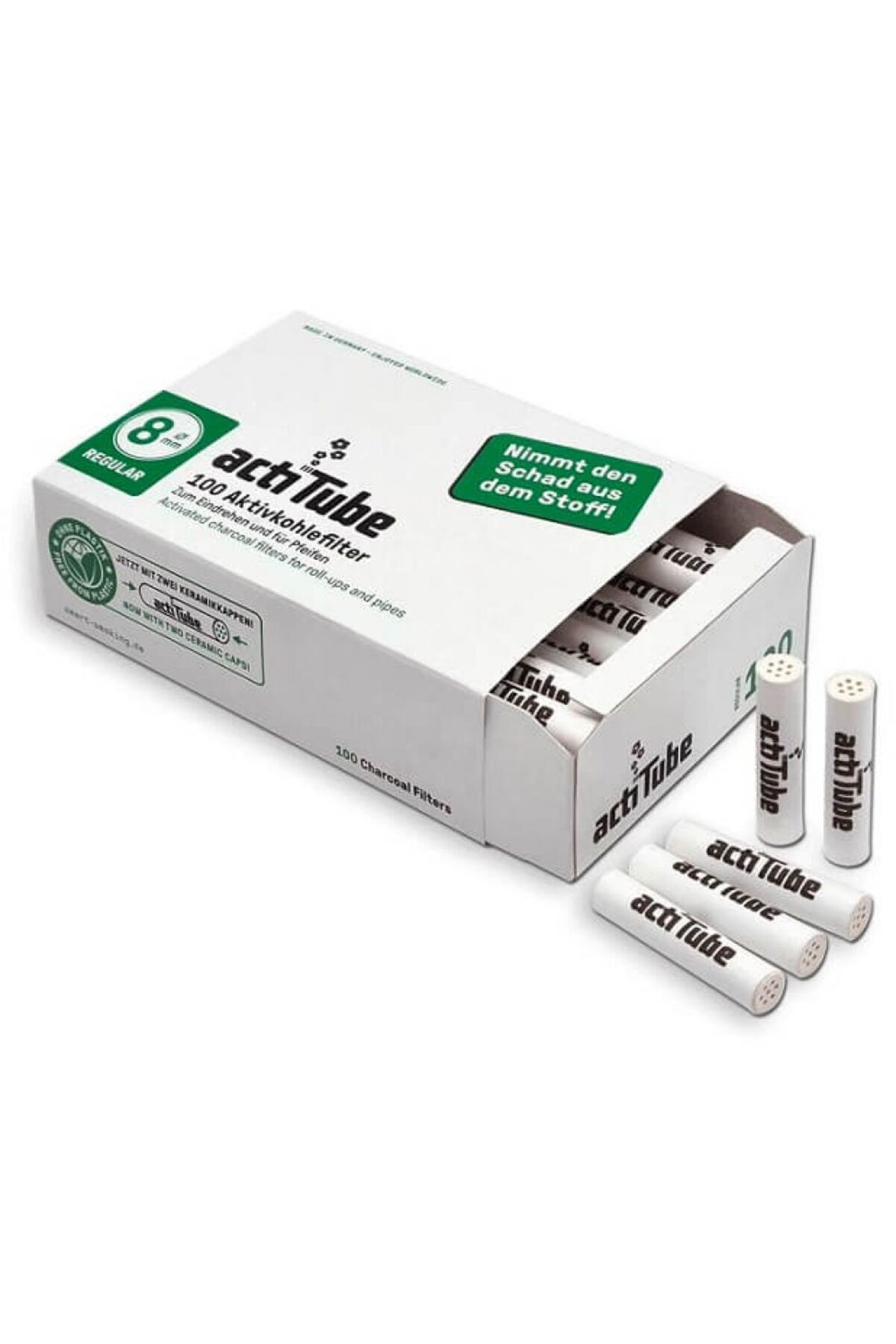 Actitube-Set of Activated Carbon Filters ActiTube ceramic caps Regular 8mm x 100 pieces in a box 3