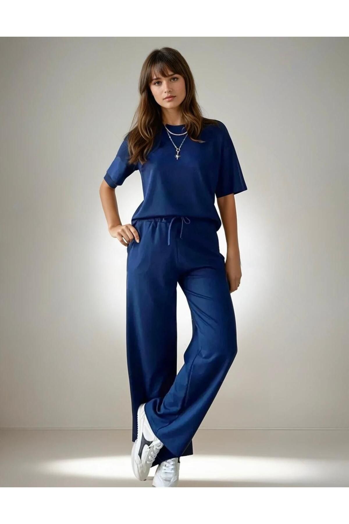 YONEZ MODA Kadın Modal Kumaş Kısa Kol Tişört Eşofman Takım