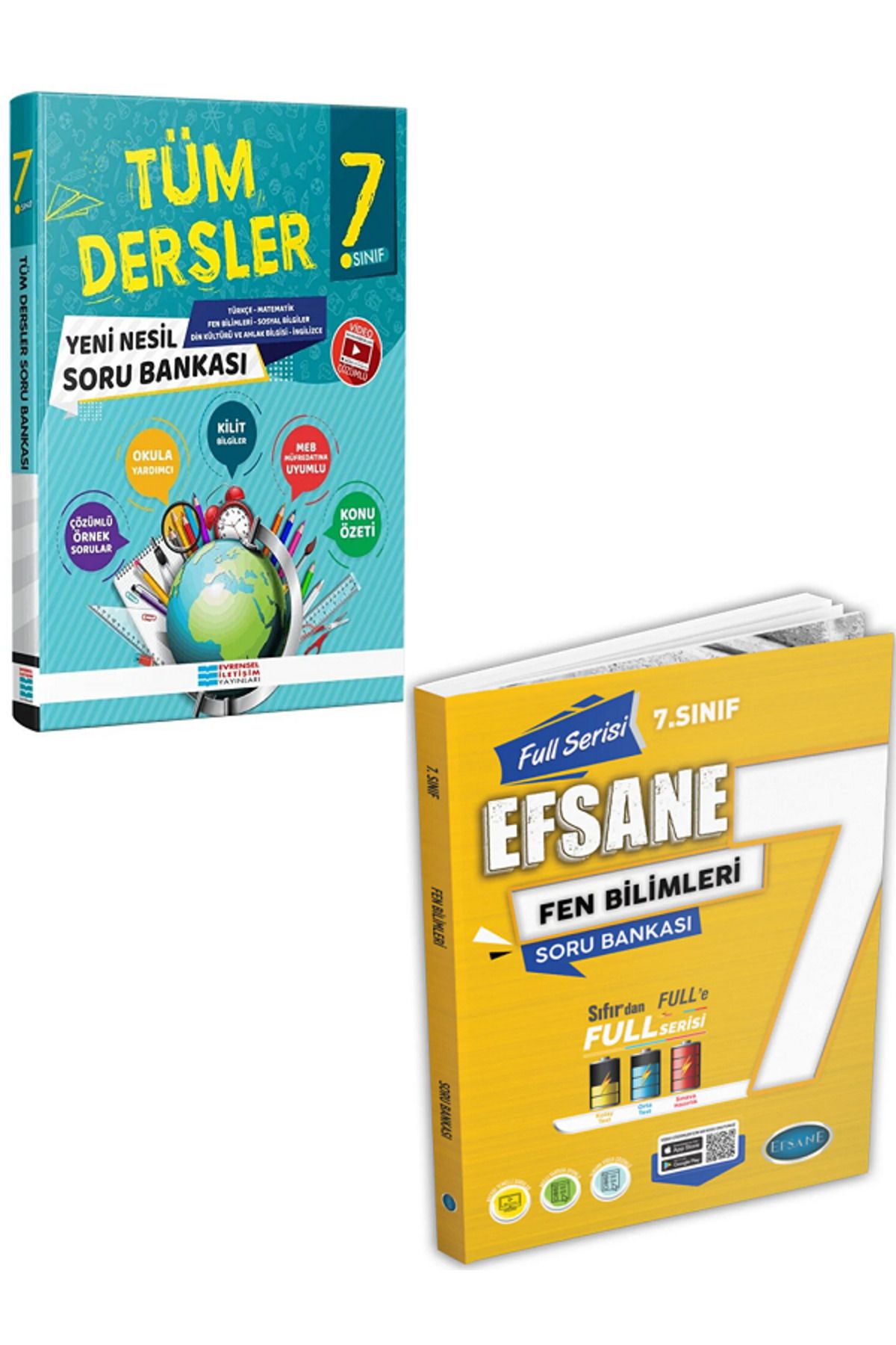 Evrensel İletişim Yayınları 7.Sınıf Evrensel Tüm Dersler Soru Bankası + 7.Sınıf Efsane FULL Fen Bilimleri Soru Bankası / 2 KİTAP