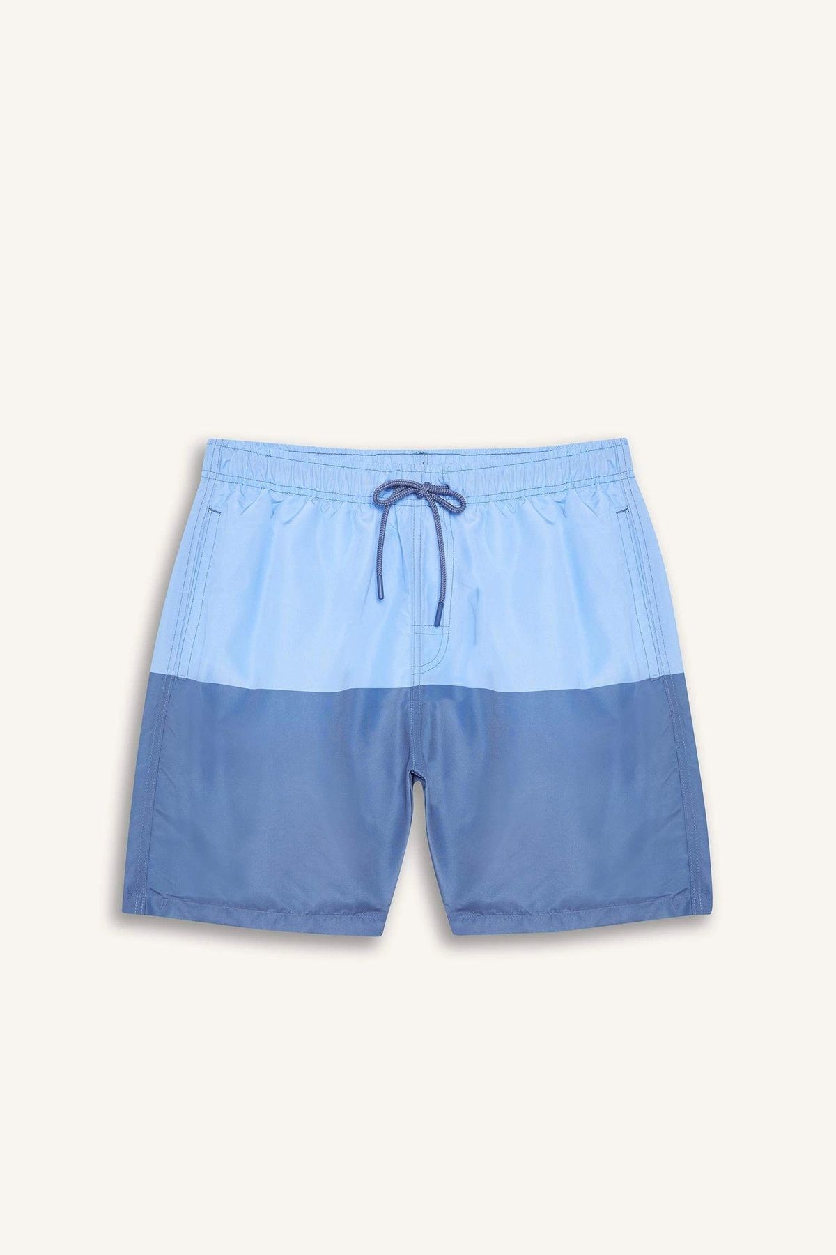 DeFacto-Z8108 Blue Regular Fit Color Block Mesh Lined Above Knee Swim Shorts 8