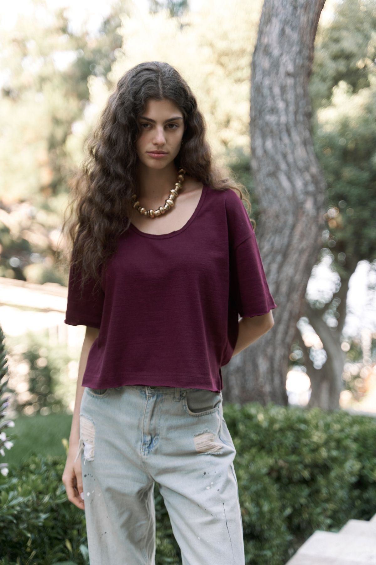 BOHEMAİ Ripley Yarım Kol Bordo T-Shirt