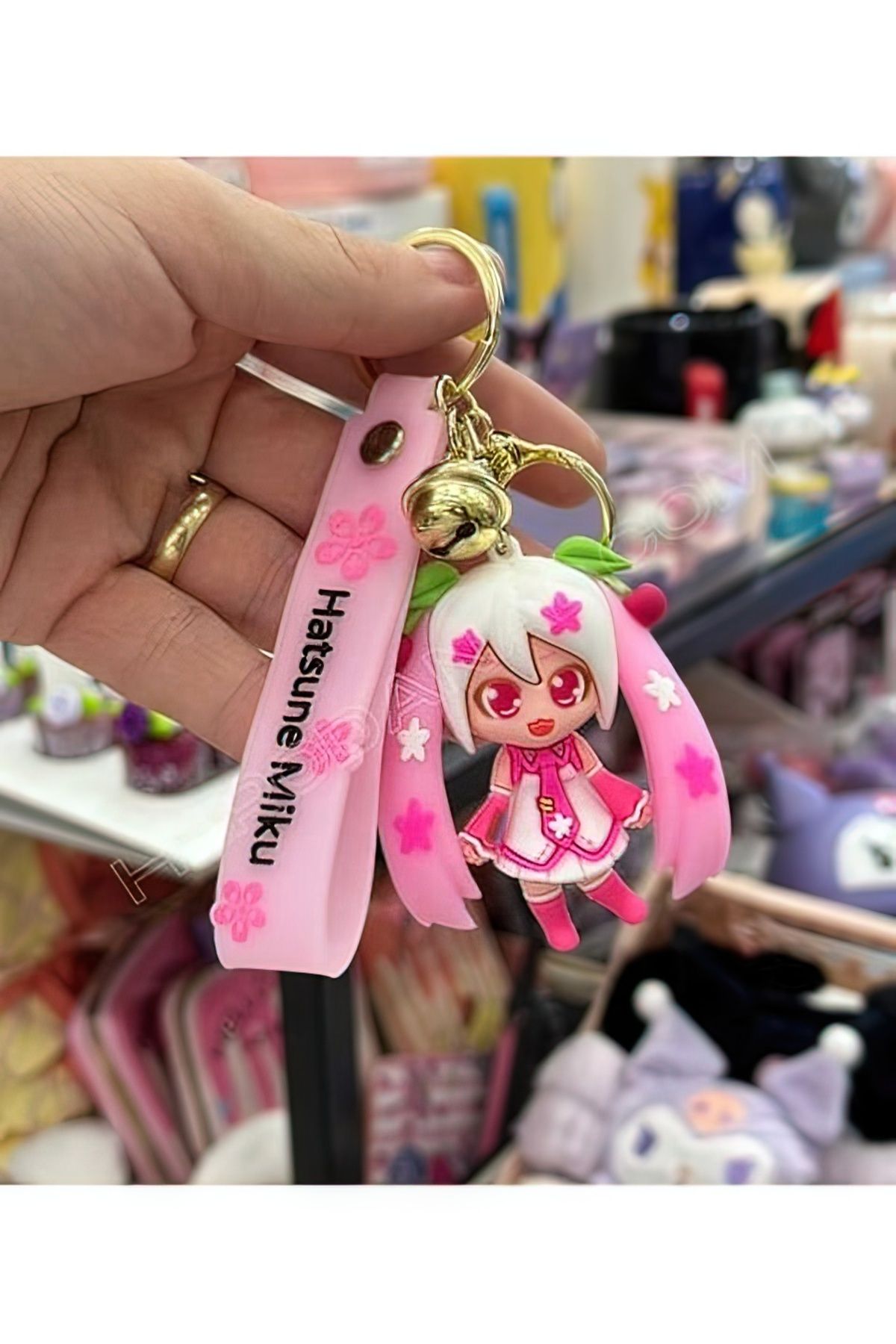 FG KONNİCHİWA Hatsune Miku Zilli İri Boy Silkon Anahtarlık