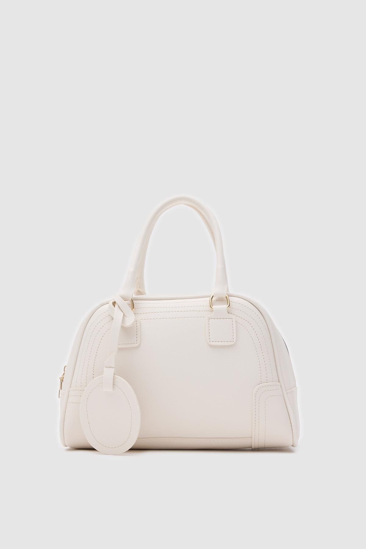 Shule Bags Curve Oval El Ve Çapraz Çanta Krem