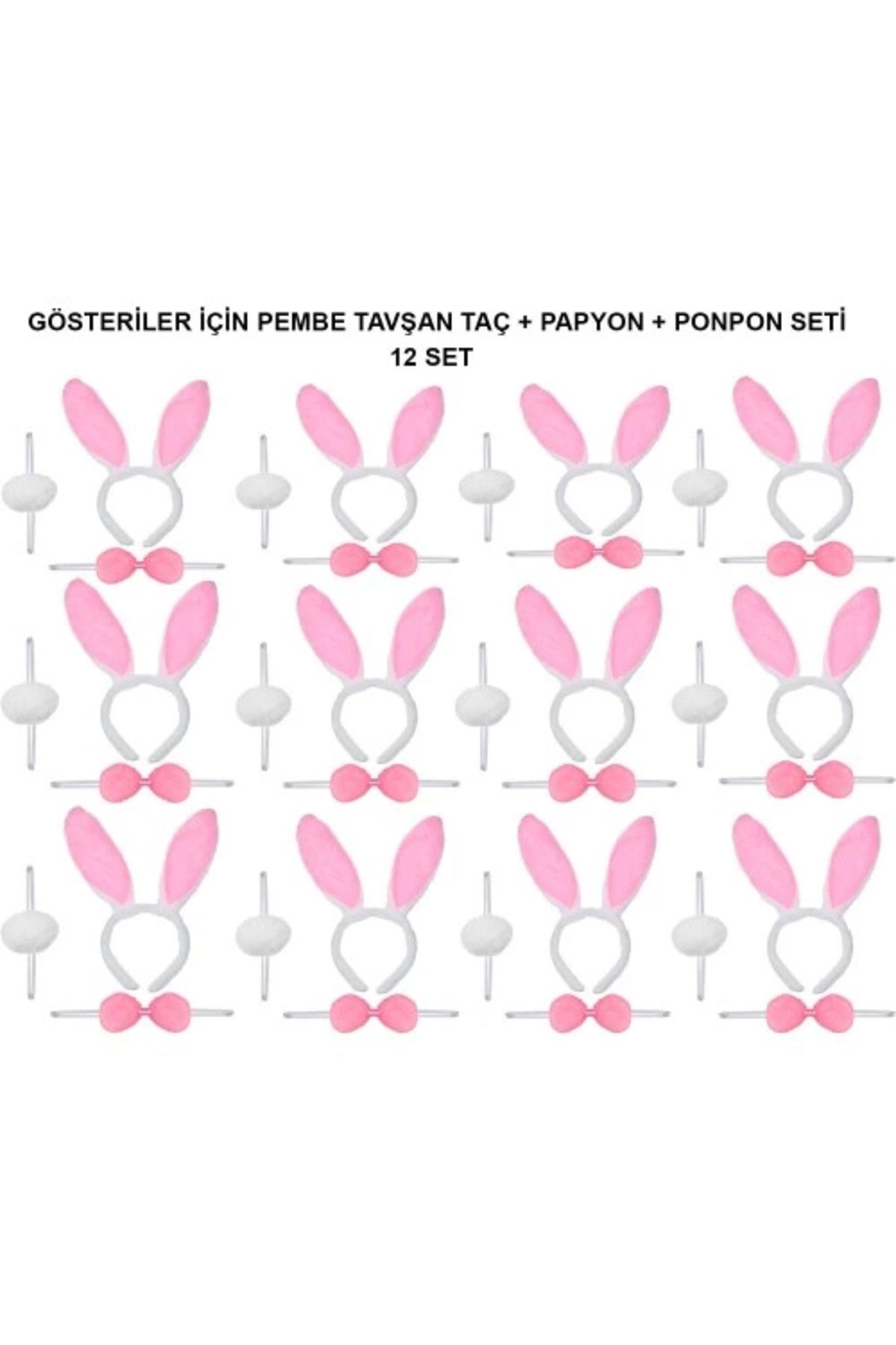 Modafiks Pembe Tavşan Kostüm Seti – , Papyon, Ponpon (12’li Paket)