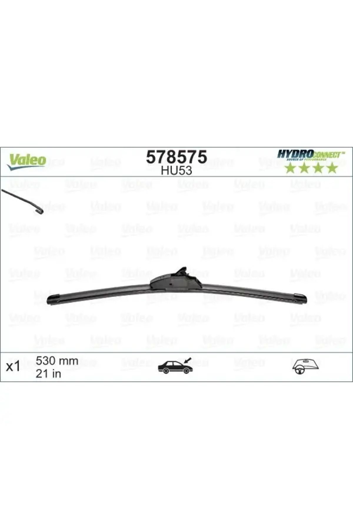VALEO SILECEK SUPURGESI MUZ TIP 530mm HU53 (HYDROCONNECT UPGRADE KLASIK TIPTEN MUZ TIPNE GECIS) / (X1)