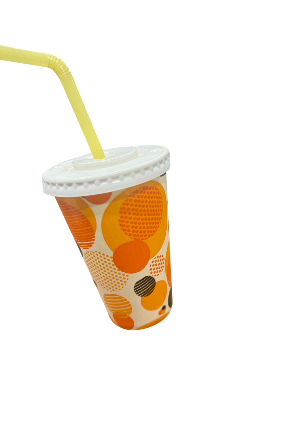 PRATİK SHOP Kapaklı Pipetli Limonata Bardağı, Portakal Suyu Bardağı, Kahve Bardağı 12 Oz 100 Er Adet