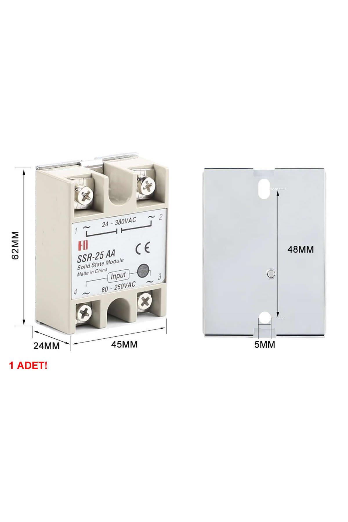 ROBİZ SSR-25AA SSR Röle Ac Çıkış Ac Tetik 25A Ac 24-380V Tek Fazlı Solid State Röle Elektronik Anahtar