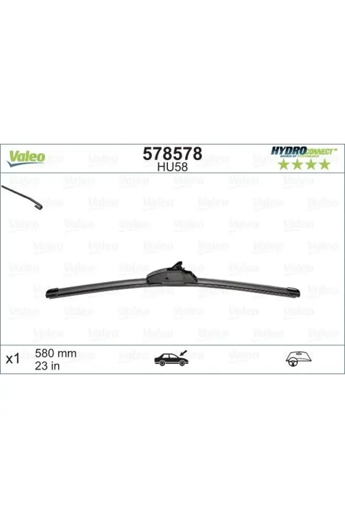 VALEO SILECEK SUPURGESI MUZ TIP 580mm HU58 (HYDROCONNECT UPGRADE KLASIK TIPTEN MUZ TIPNE GECIS) / (X1)