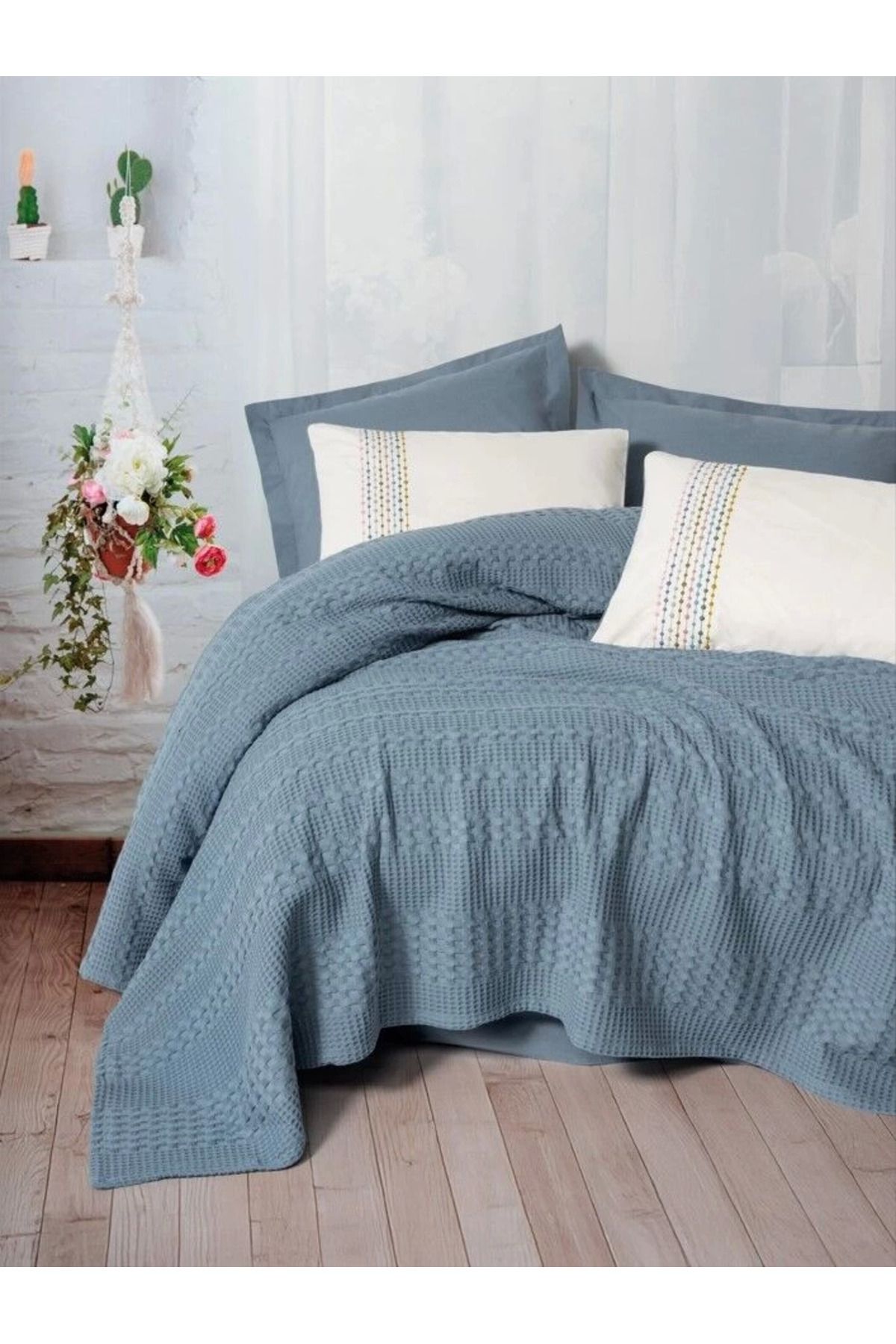 Modafiks Cotton Box Aura Çift Kişilik Pike Takımı Pebble İndigo