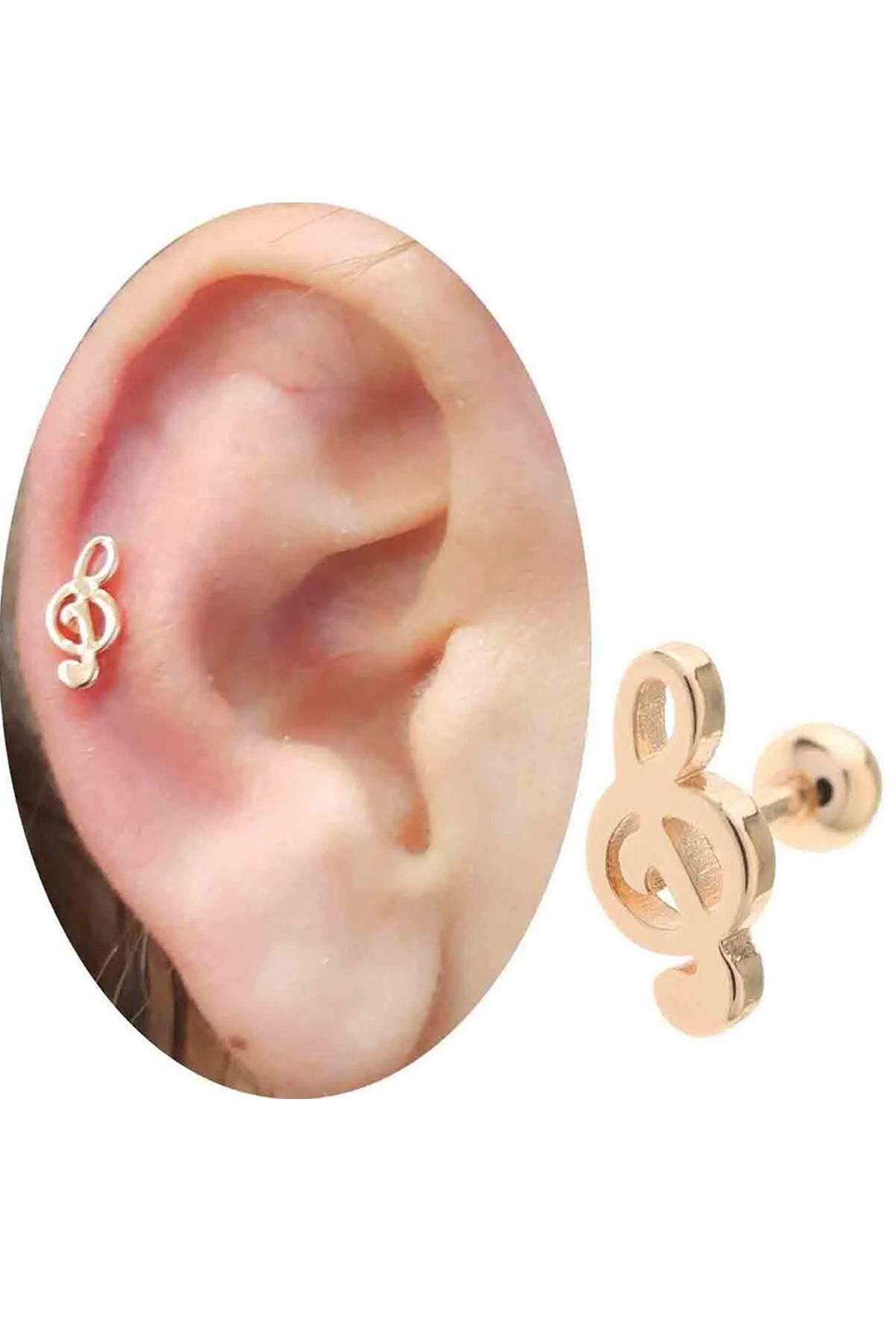 Cadının Dükkanı Çelik Sol Anahtarı Rose Tragus Helix Kıkırdak Piercing