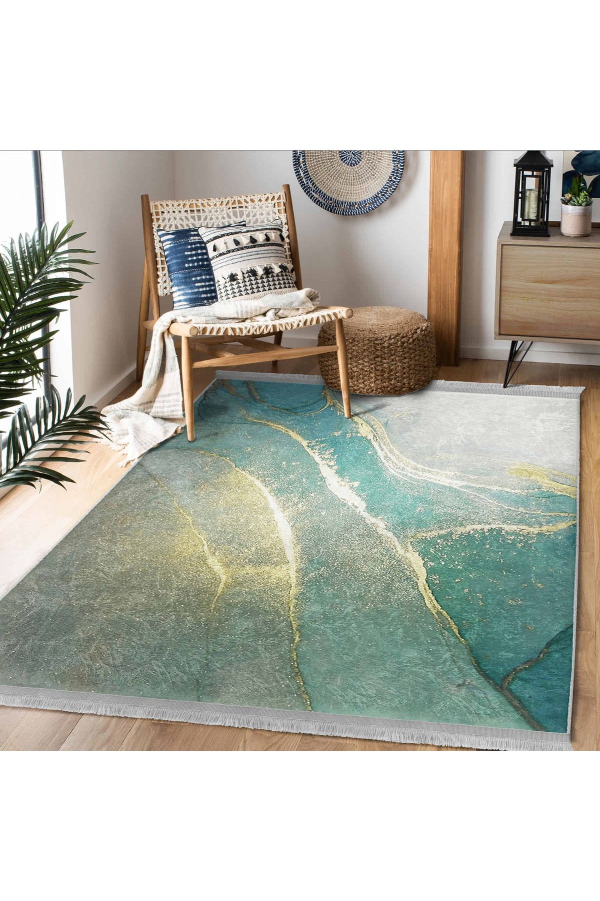 Realhomes 3D Dijital Baskılı Murano Desenli Dikdörtgen Mutfak Halısı – Yıkanabilir Kaymaz Taban