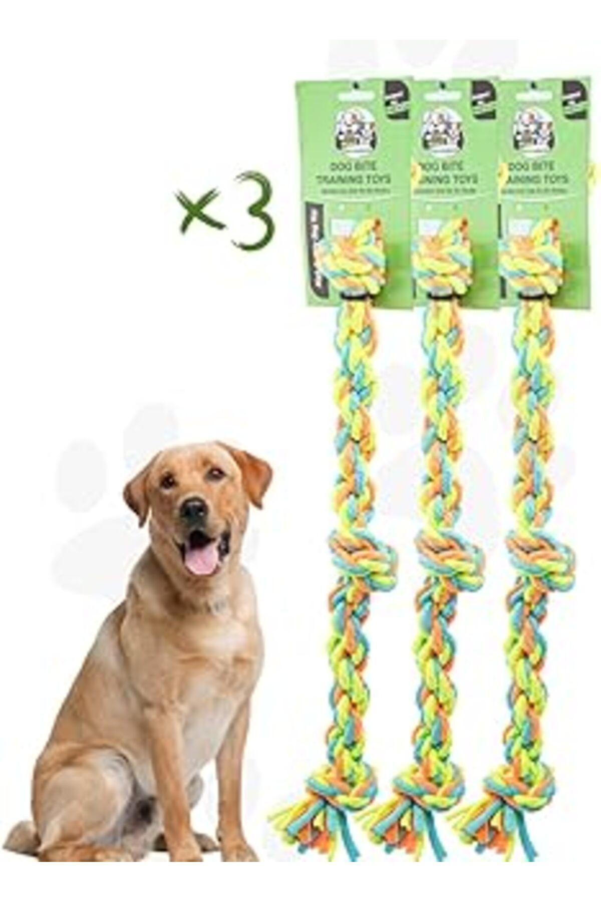 teknotrust Renkli 3'lü Köpek Oyuncağı Seti, Halat, Top ve Diş İpi