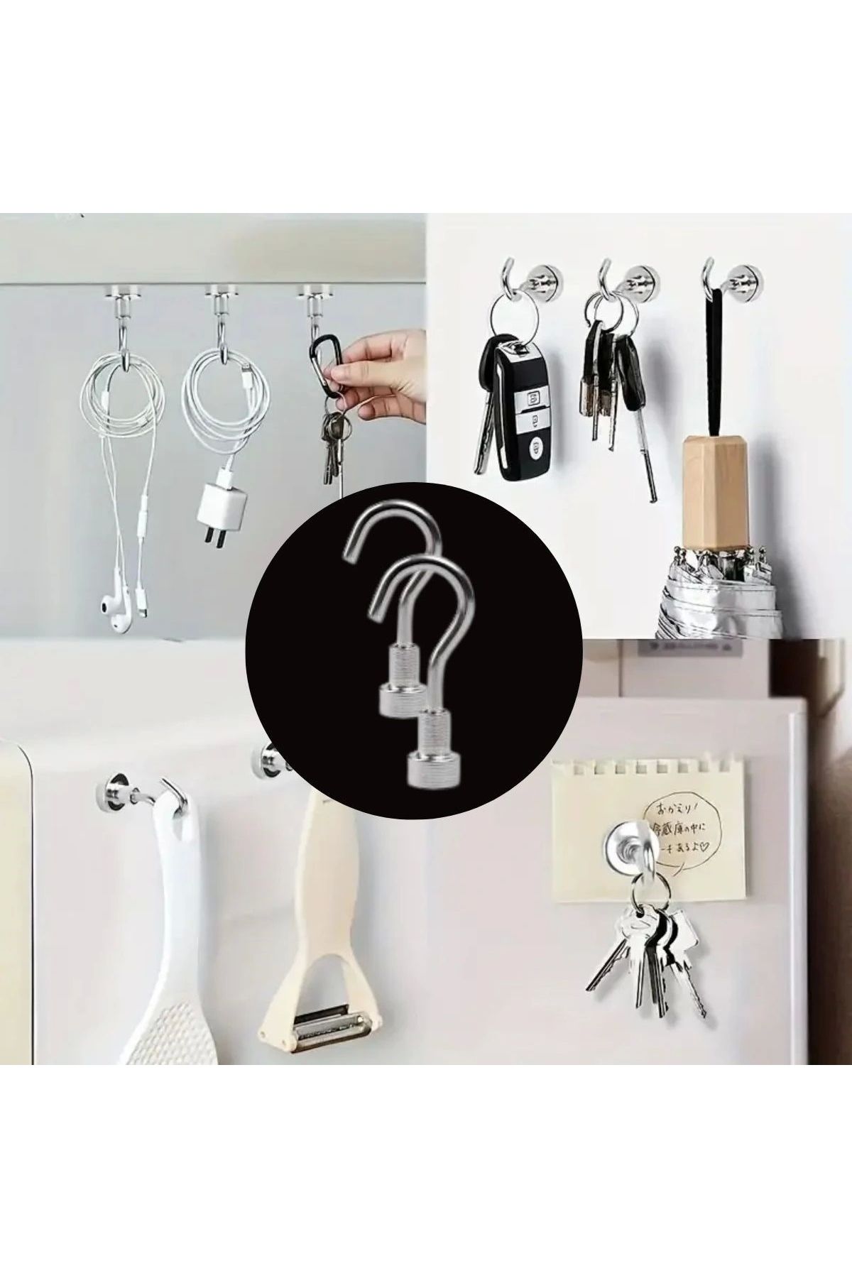 shopwave Güçlü Manyetik Mutfak,Banyolar İçin Çok Amaçlı 2&apos;li Magnet Askı (5047)
