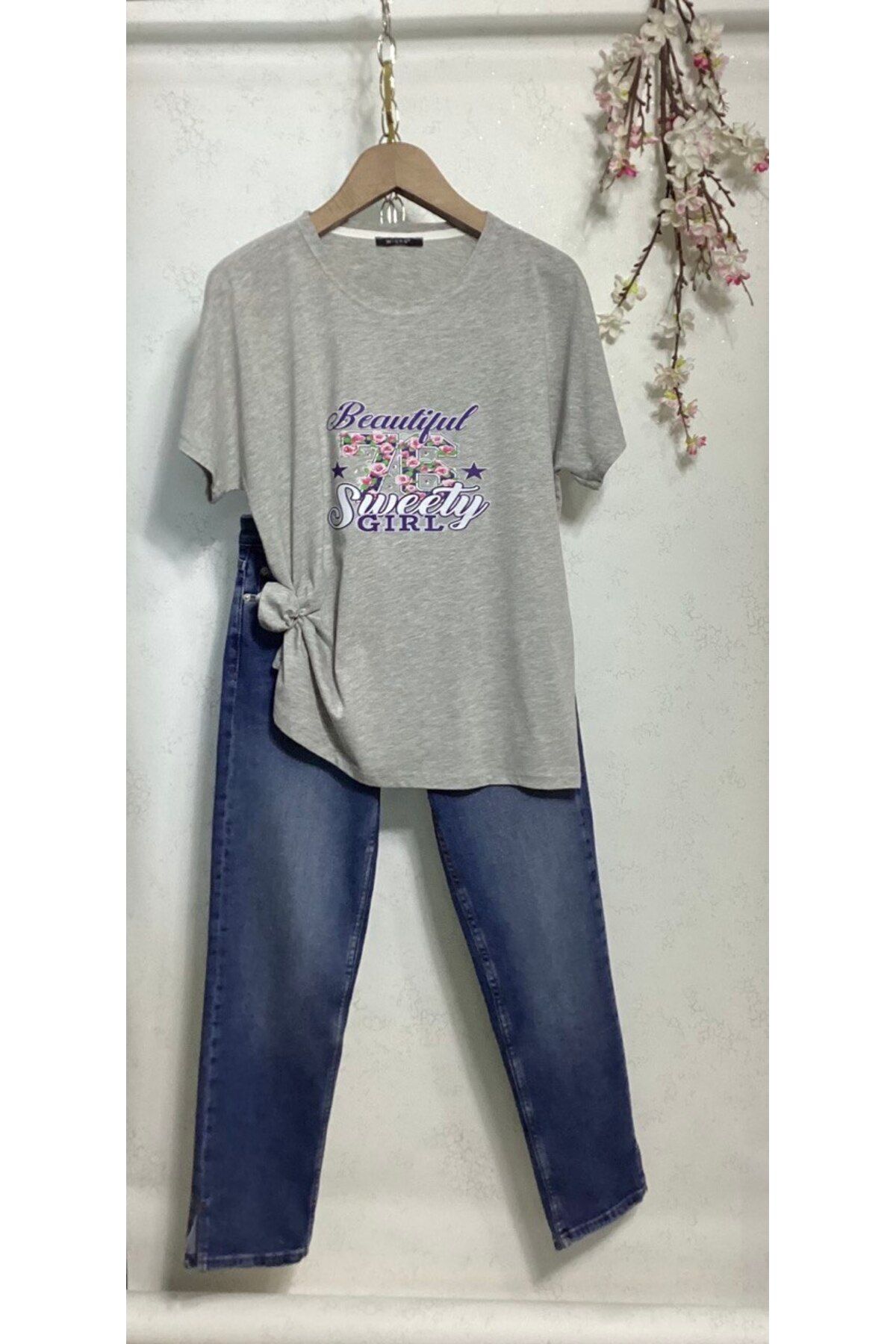 Wiges Kadın Bisiklet Yaka Yazı Baskılı Özel Tasarım T-shirt
