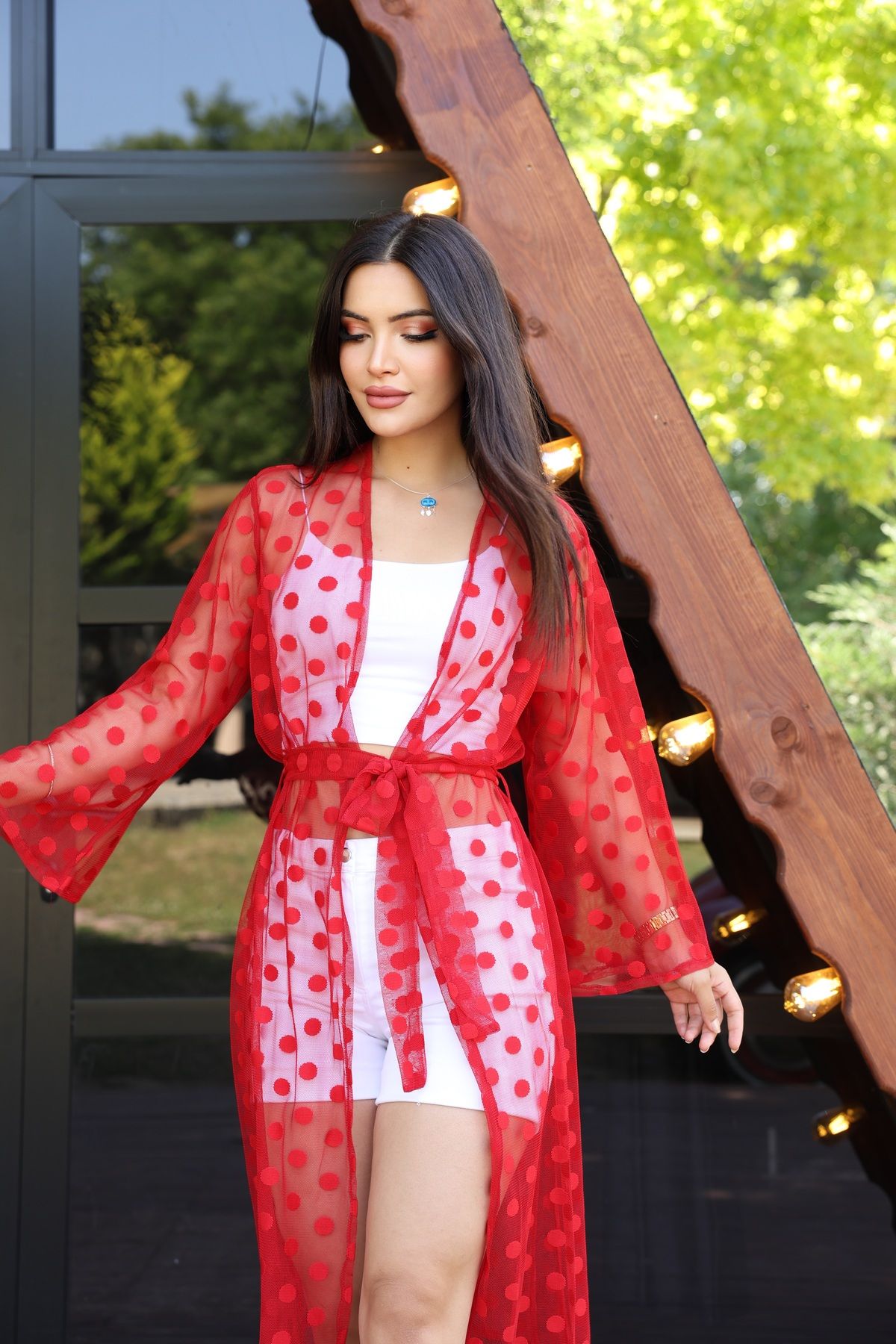 Heggo Kadın Uzun Dantel Kimono