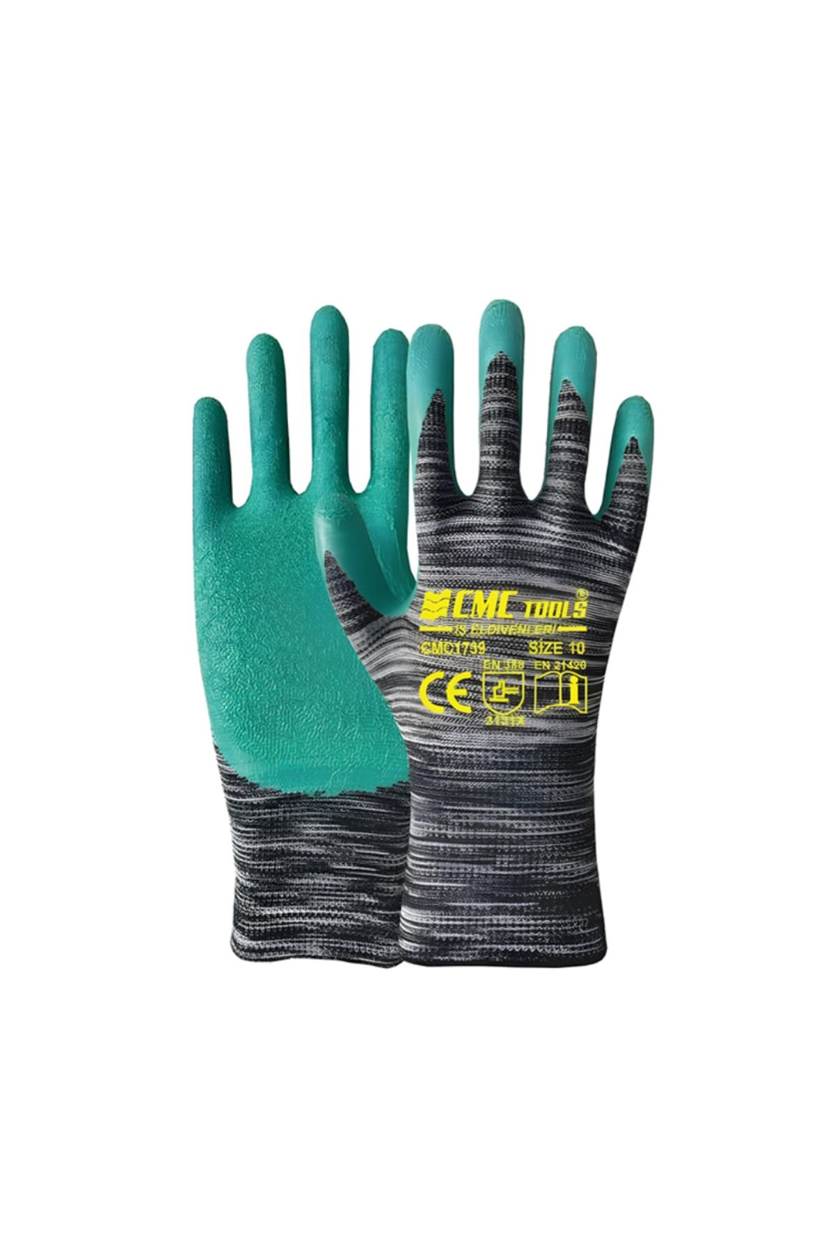 CMC 1/2 Eldiven Gri - Yeşil Premium Latex 1739 (12 ADET)