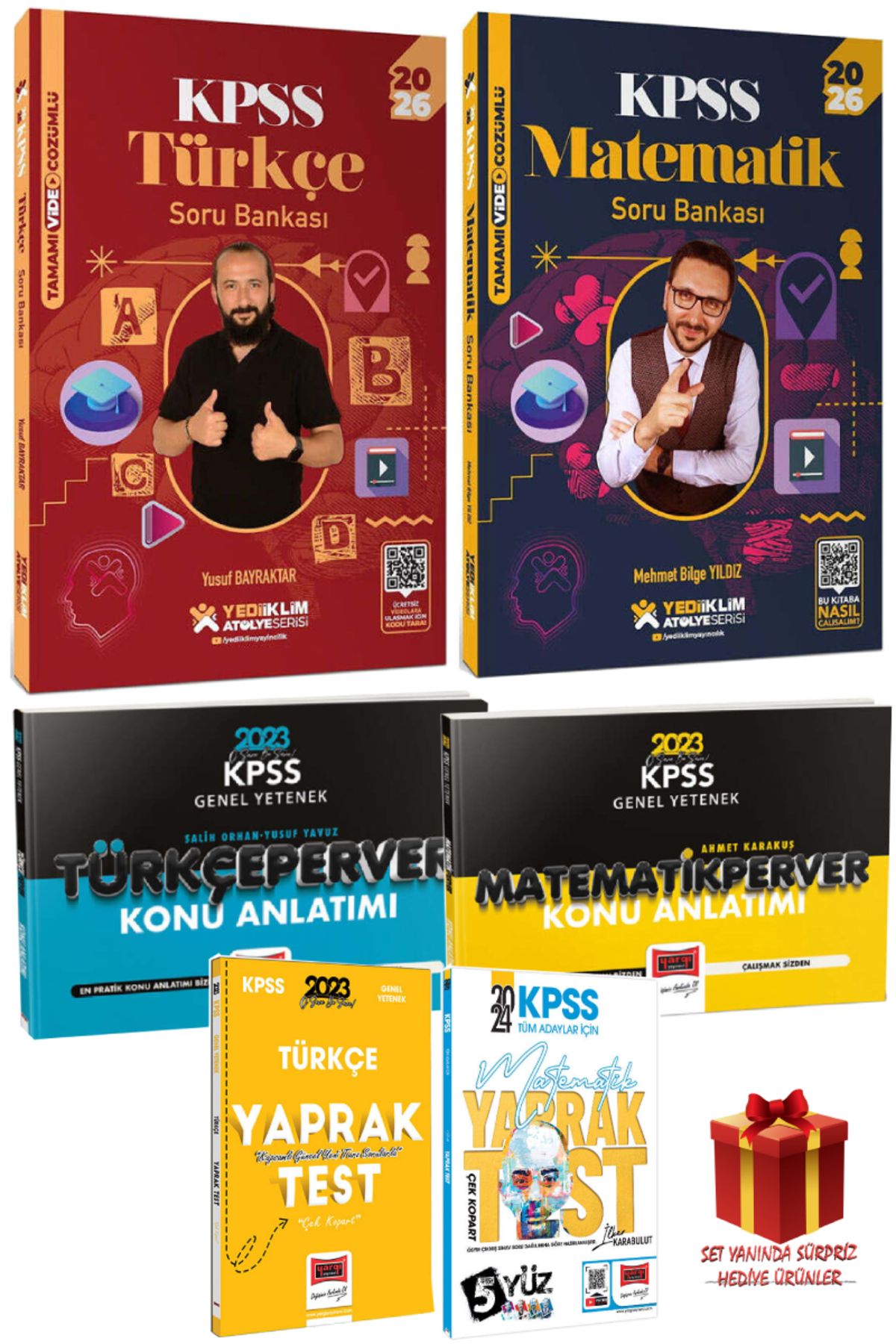 Yediiklim Yayınları 2026 Yediiklim KPSS Türkçe Soru Bankası+Matematik Soru Bankası+Konu Anlatımlar+Yapraklar