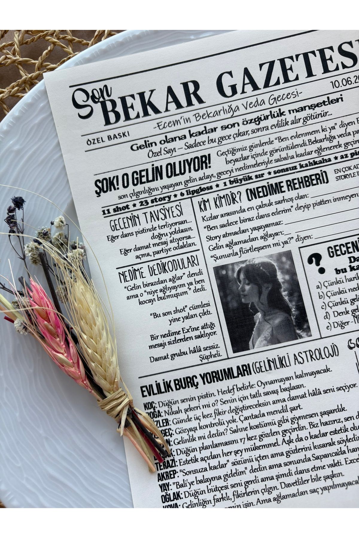 Pankart Evi Bekarlığa Veda Partisi Gazetesi 10 adet Kişileştirilebilir