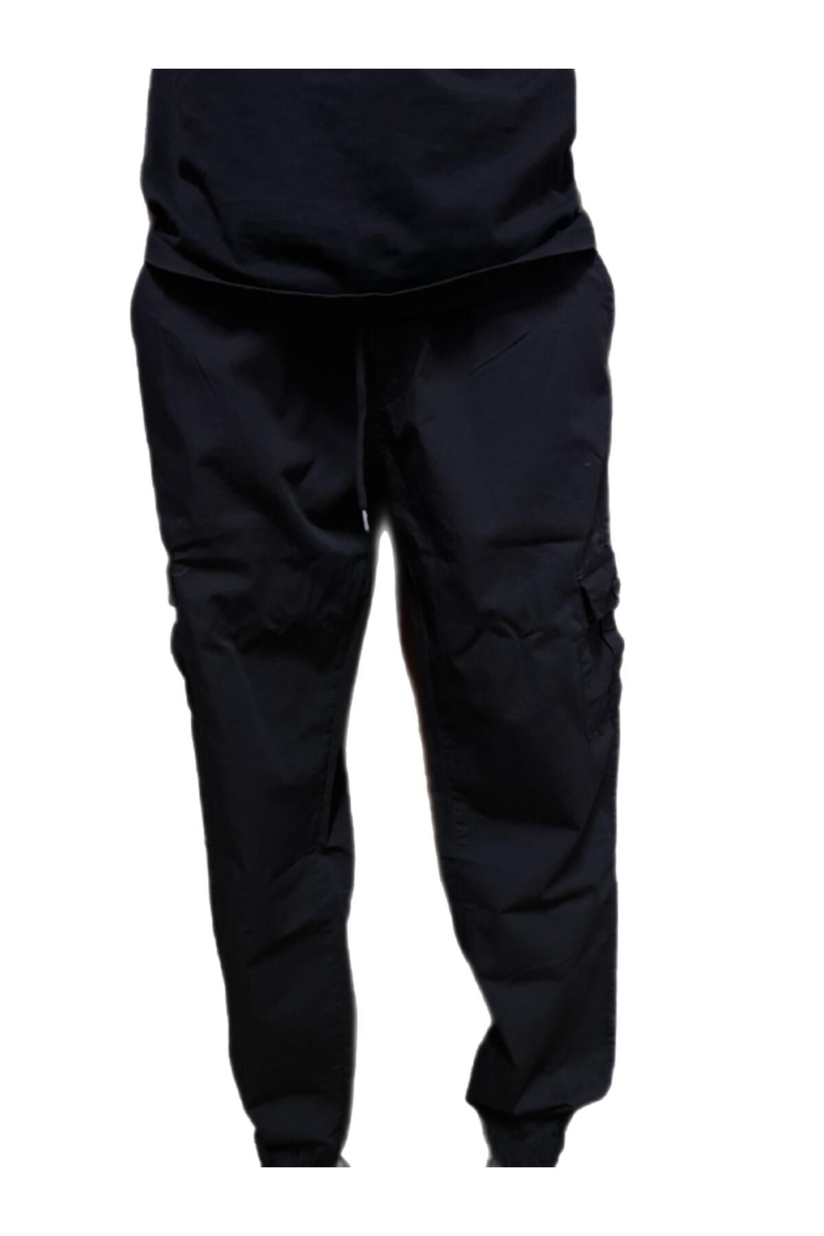 BY FAS MAN Erkek Siyah Cepli Cargo Jogger Pantolon