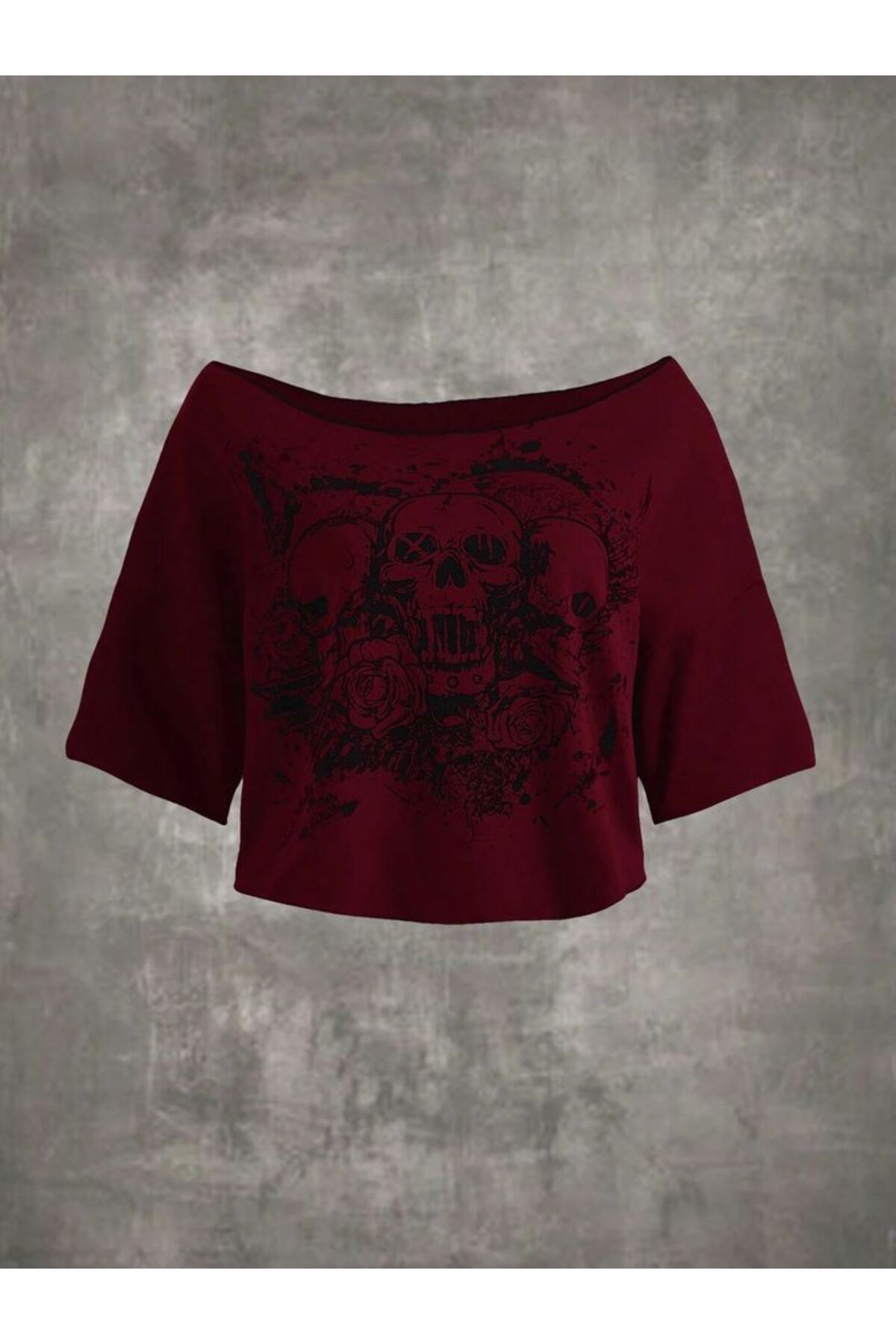 İsra Ayyıldız Moonstar Collection Düşük omuzlu vintage skull bluz