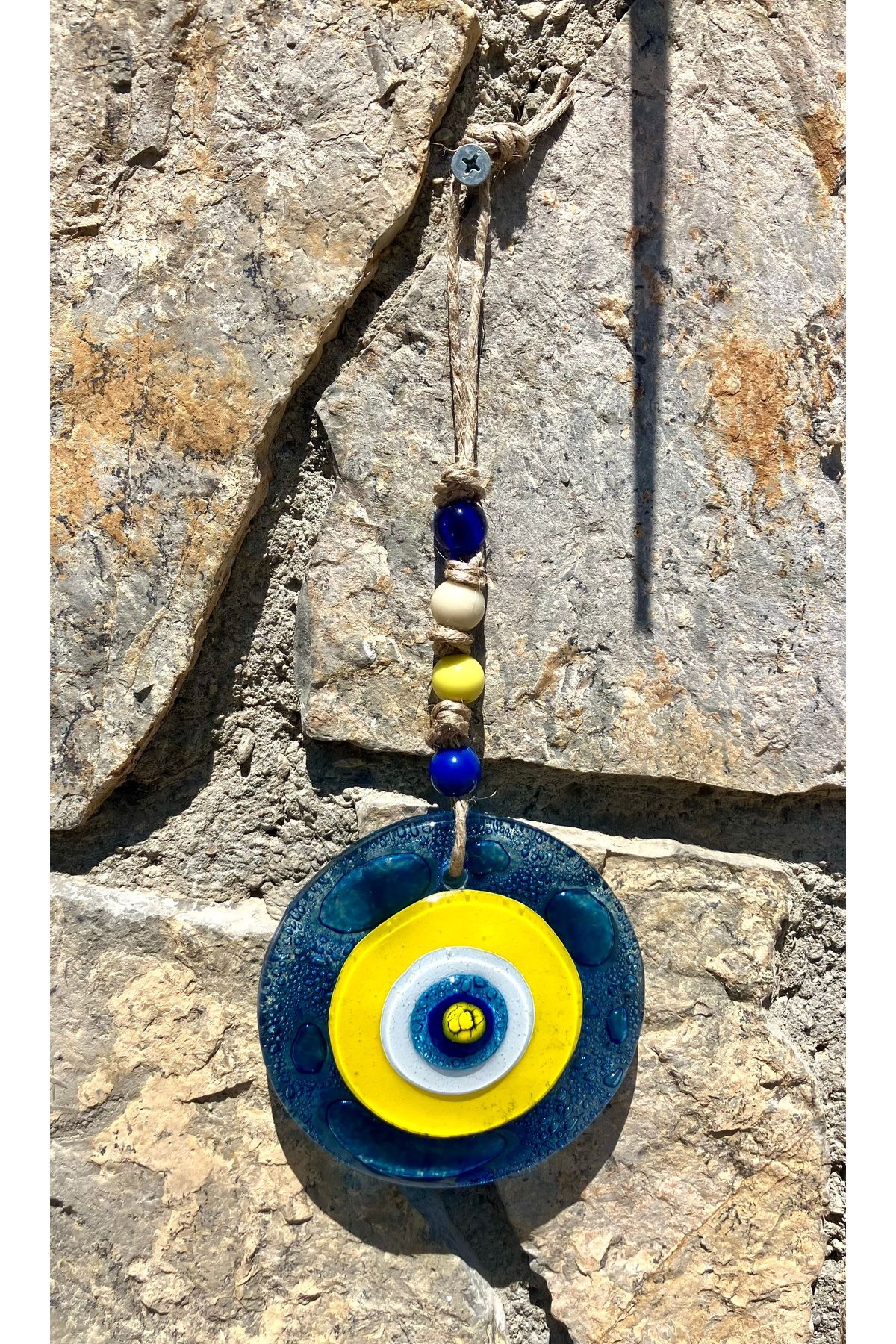 Store Nazar Boncuğu Balkon Süsü El Yapımı Duvar Dekorasyonu Baloncuklu Mavi 10 cm