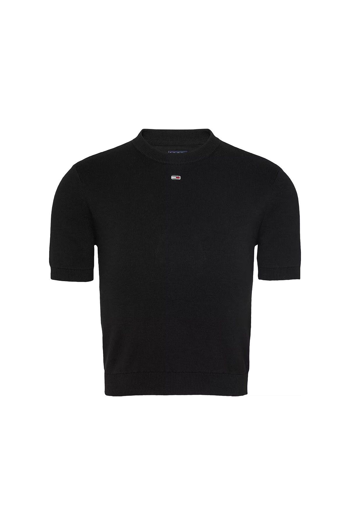 Tommy Hilfiger Kadın Kısa Kollu TJW Essential Triko Kazak- Siyah