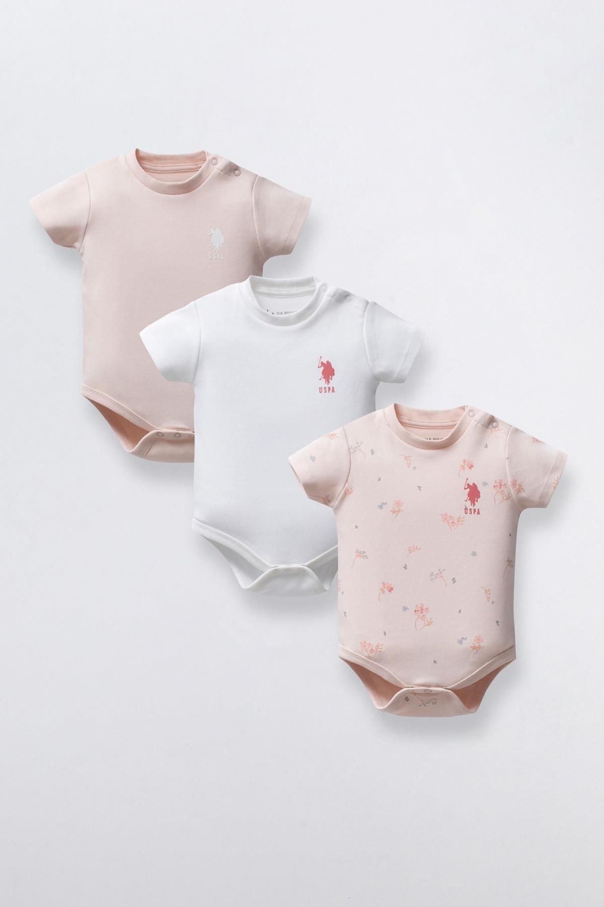 U.S. Polo Assn. U.S POLO ASSN KIZ BEBEK 3LÜ BODY SET, %100 Pamuk / %100 Cotton