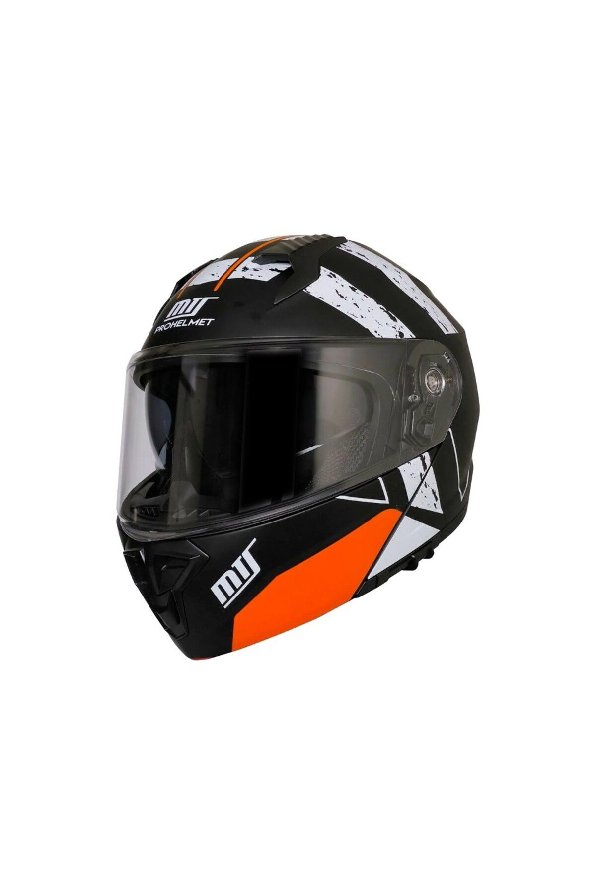 MTS PROHELMET M-966 SİYAH TURUNCU ÇENE AÇILIR MOTOSİKLET KASK