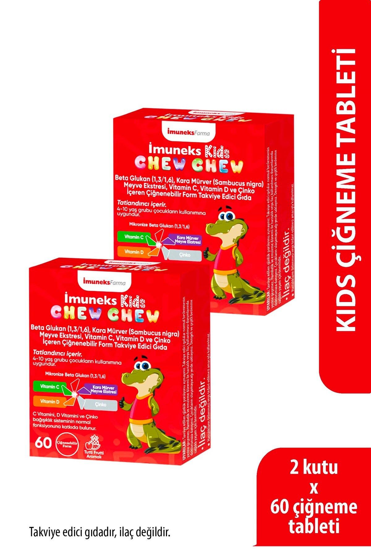 Imuneks Farma İmuneks Kids Chew Chew Çiğneme Tableti 60 Tablet x 2 Adet