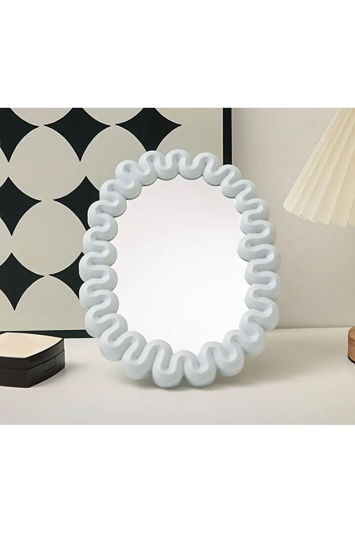 YDGR Oval Makyaj Aynası – Estetik Dalga Tasarımlı Pinterest Aynası