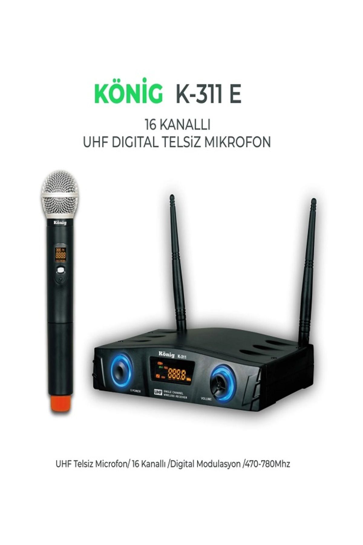 Bolsat KÖNİG K-311 UHF 1 EL TELSİZ MİKROFON