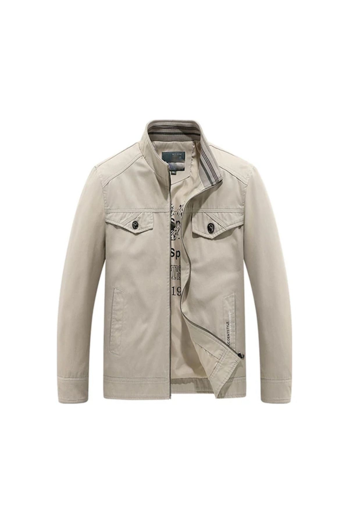 AyShop Moda Rahat Erkek Ceket Kırık Beyaz