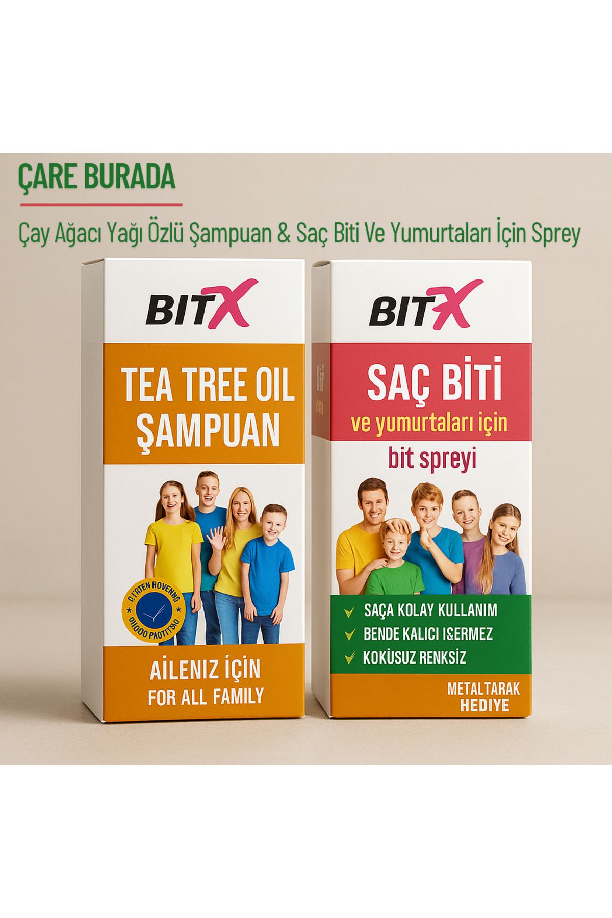 Çare Burada Bitex - Çay Ağacı Özlü Şampuan + Saç Biti ve Yumurtaları İçin Sprey (Tarak Hediyeli)