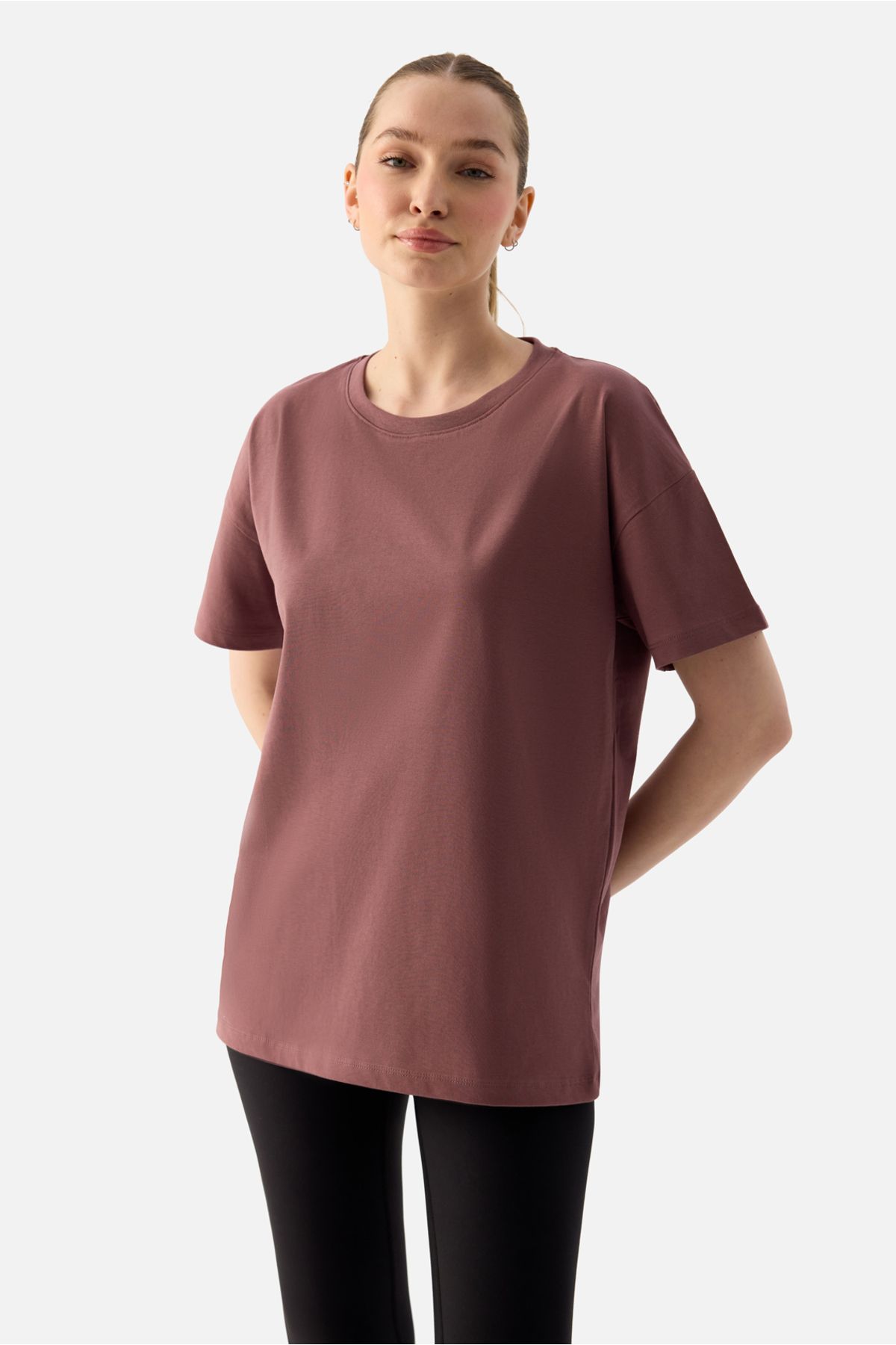 Superstacy Elora Rahat Kalıp Oversize Koyu Gül Tişört