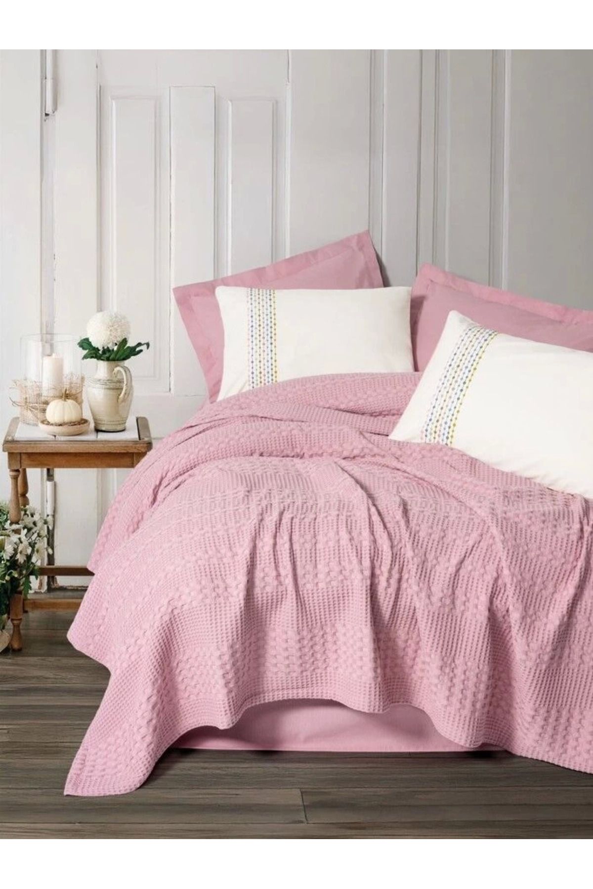 Modafiks Cotton Box Aura Çift Kişilik Pike Takımı Pebble Pembe