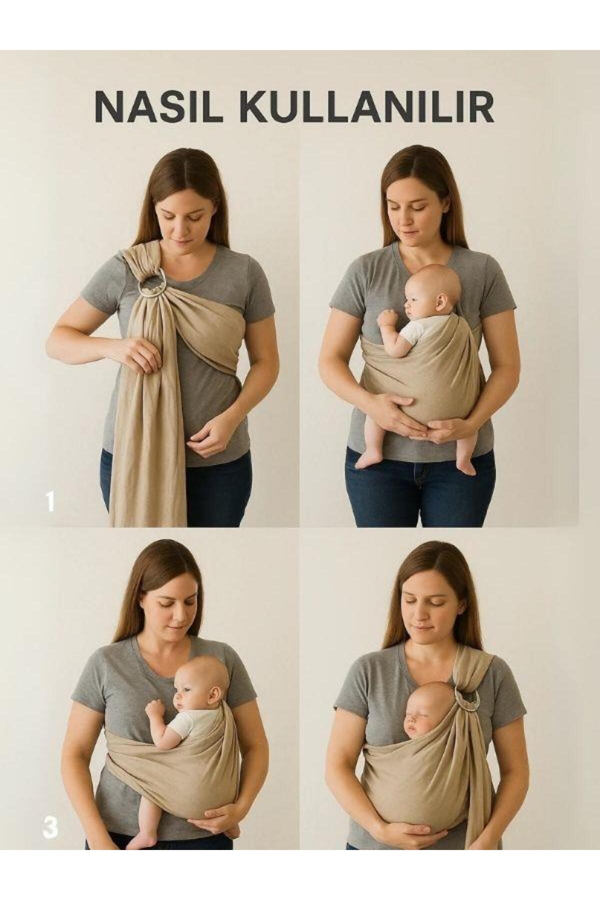 Zekids %100 Doğal Müslin Halka Sling Bebek Taşıyıcı 60X200 Mother Baby fotoğrafı 3 (önizleme)