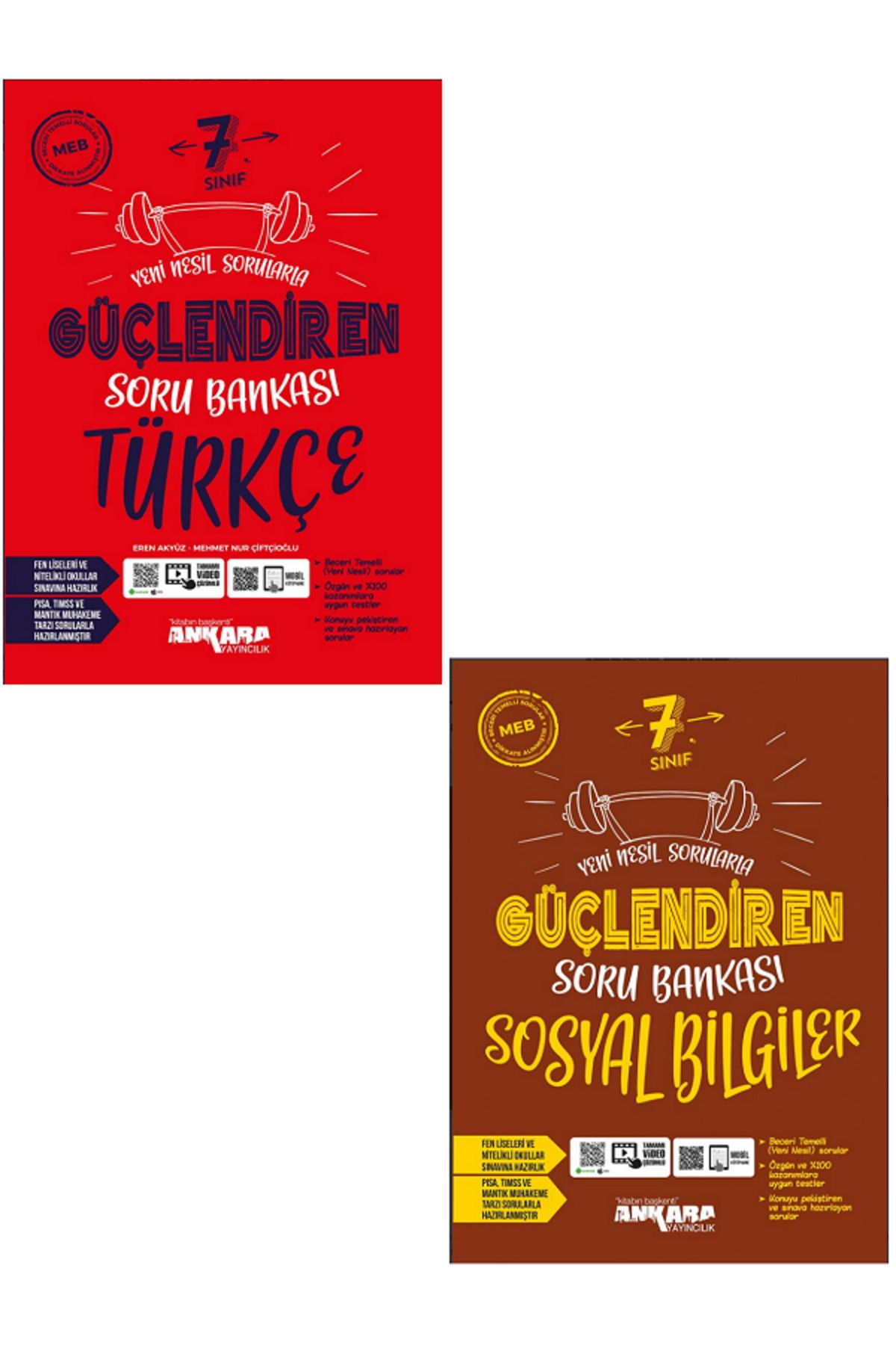Evrensel İletişim Yayınları 7.Sınıf Ankara Güçlendiren Türkçe + Sosyal Bilgiler Soru Bankaları / Video Çözümlü - 2 KİTAP SET