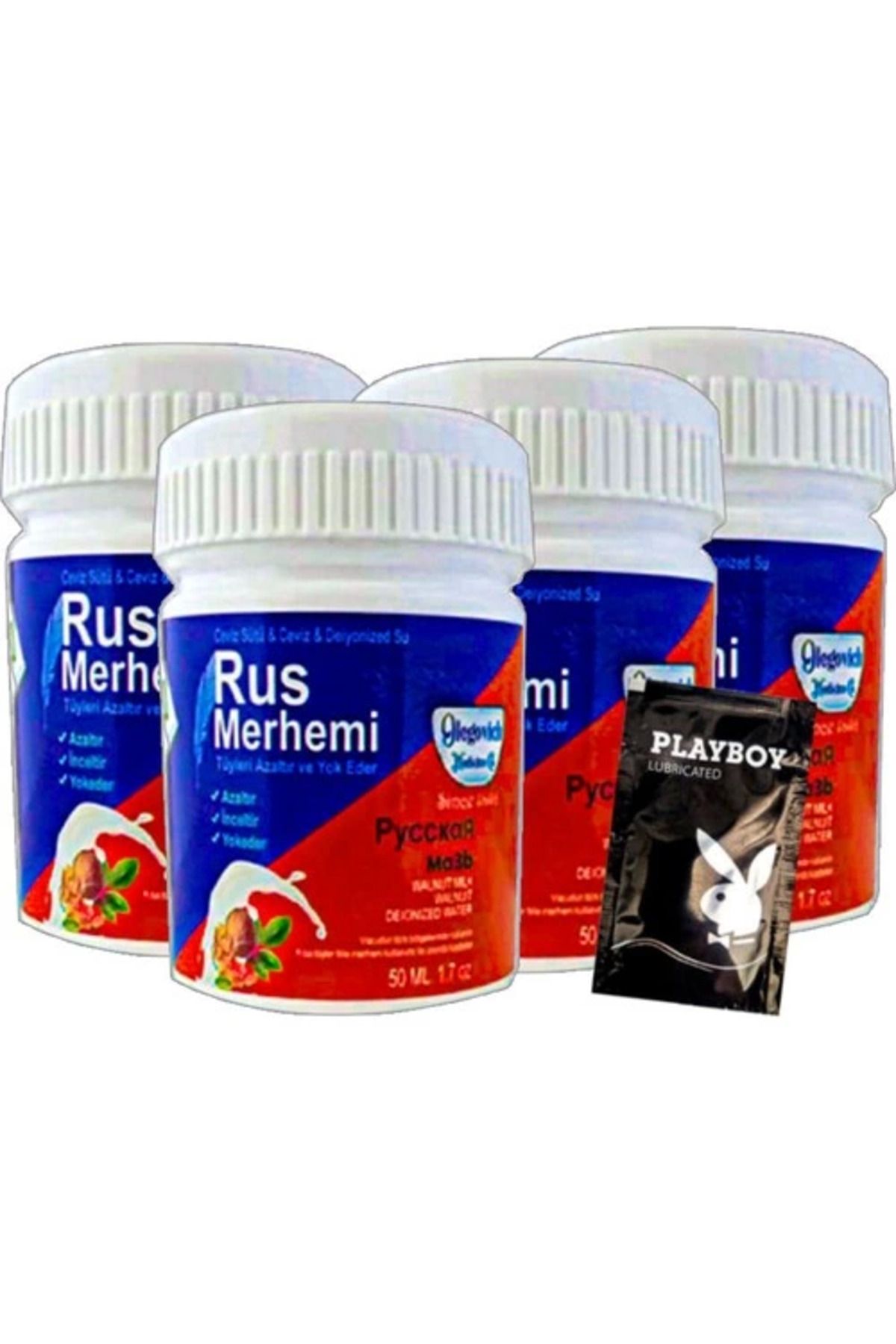 feifei Playboy Blue Tüy Dökücü Krem Rus Merhemi 4 Tane x 50 ml + Yanında Jel - 000031KI